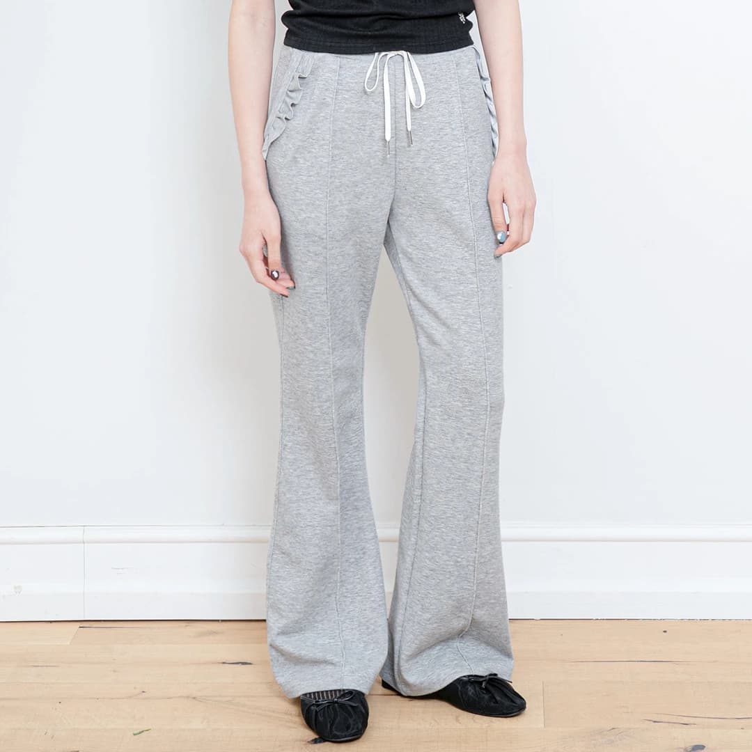 FRILL BOOTCUT BANDING PANTS GRAY