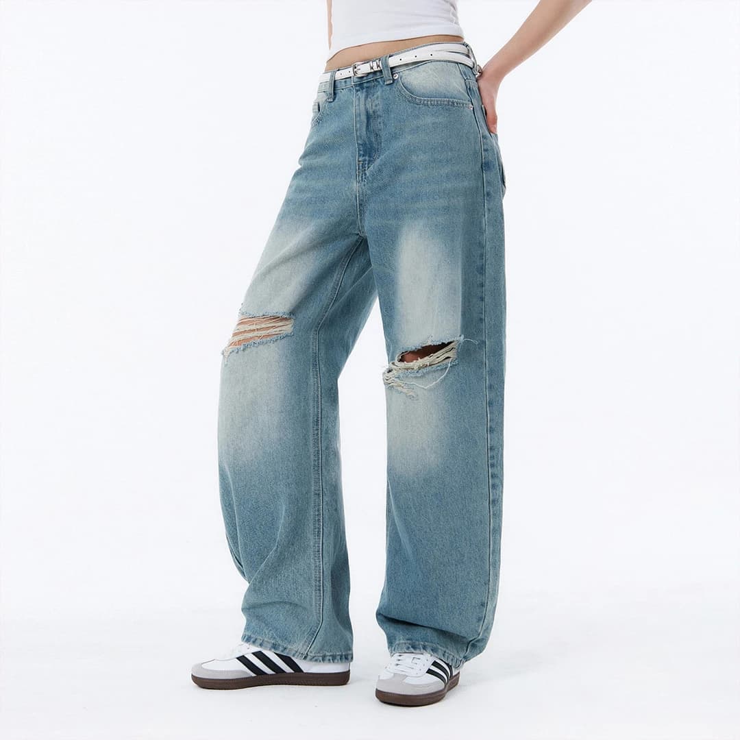 BTB : RAW EDGE BALLOON JEANS [LIGHT BLUE]