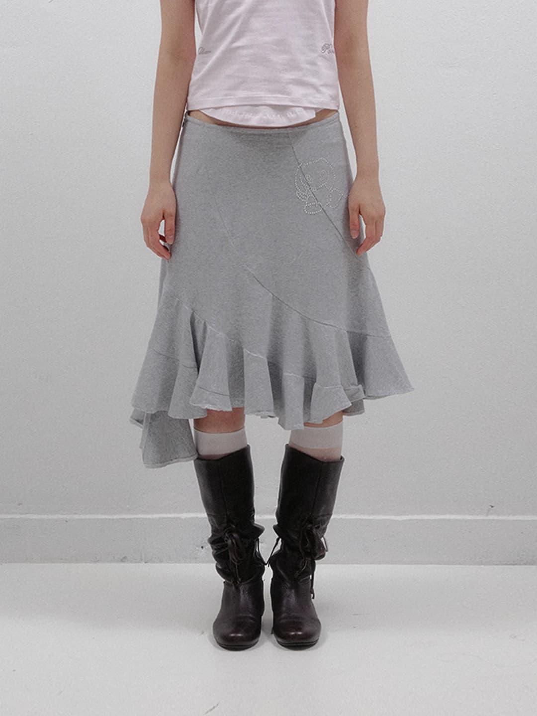 PORI'S LOVE MID SKIRT - MELANGE