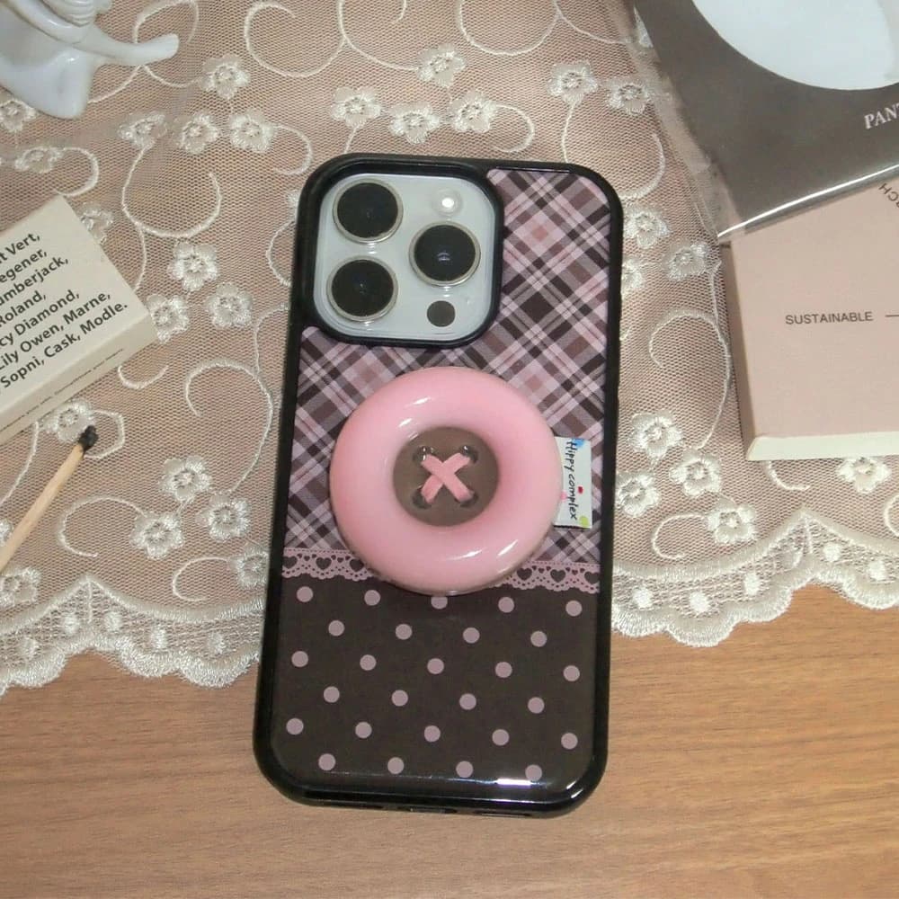 【MagSafe対応】 Vintage Patch Case_Pink Brown