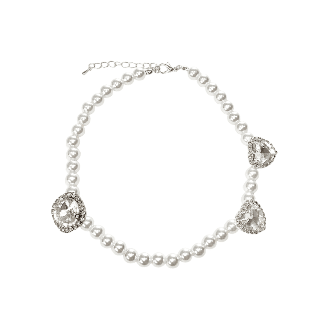 Heart & Square Pearl Necklace