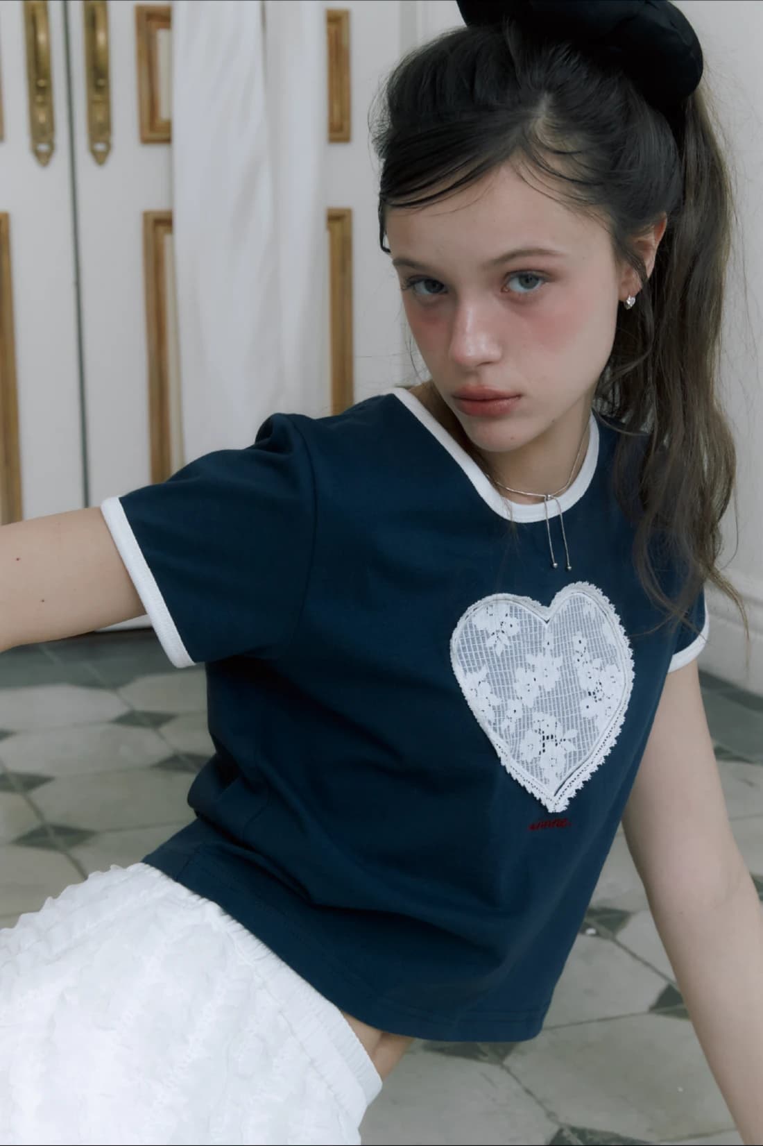 Heart shushu t-shirt(Navy)