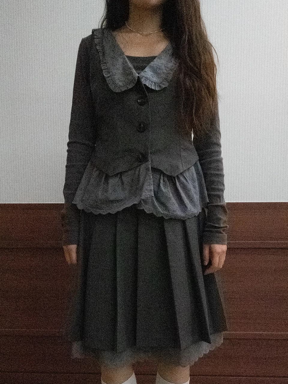 Tweety Bow Midi Skirt (grey)