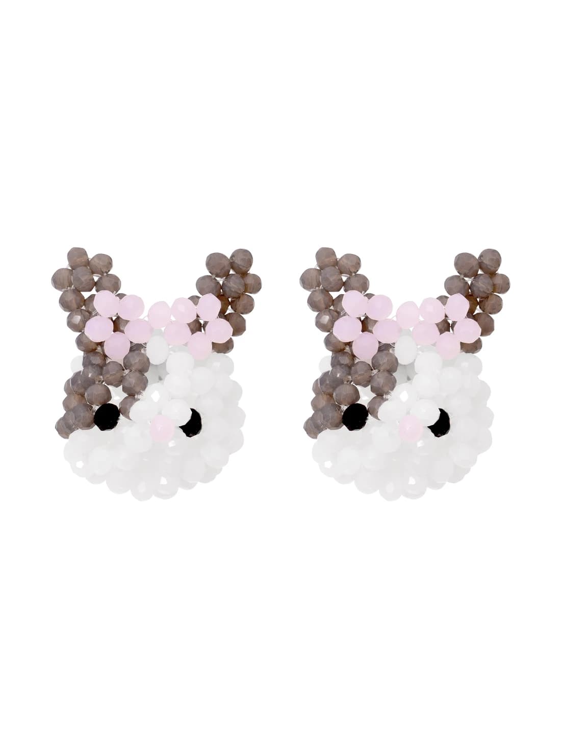 Rabbit Beads Earrings (Spotted Gray)