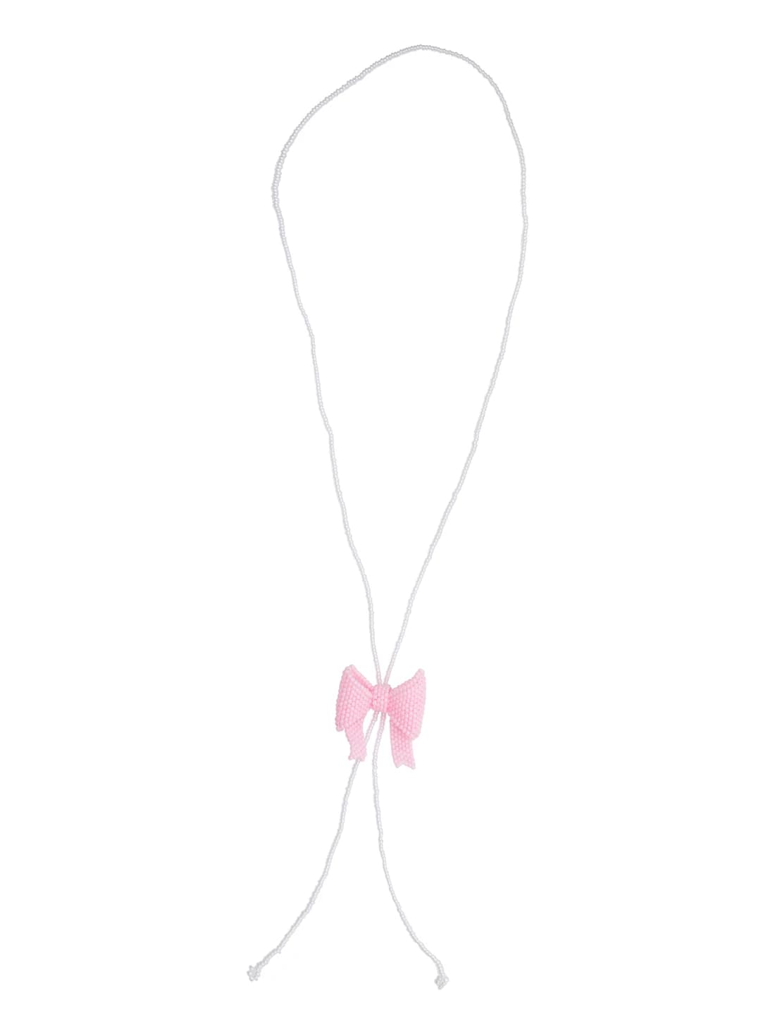 Iconic Ribbon Beaded Necklace (Pink)