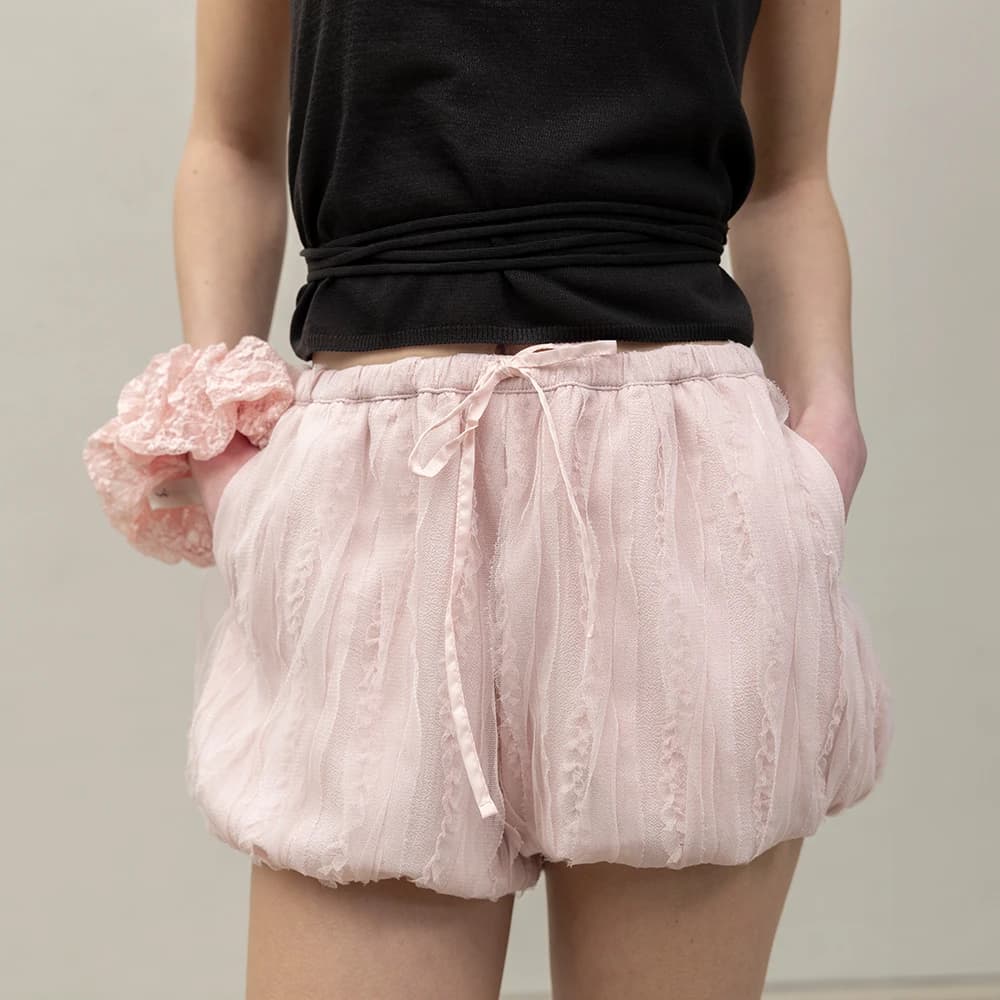 Textured Balloon Shorts - Indi Pink