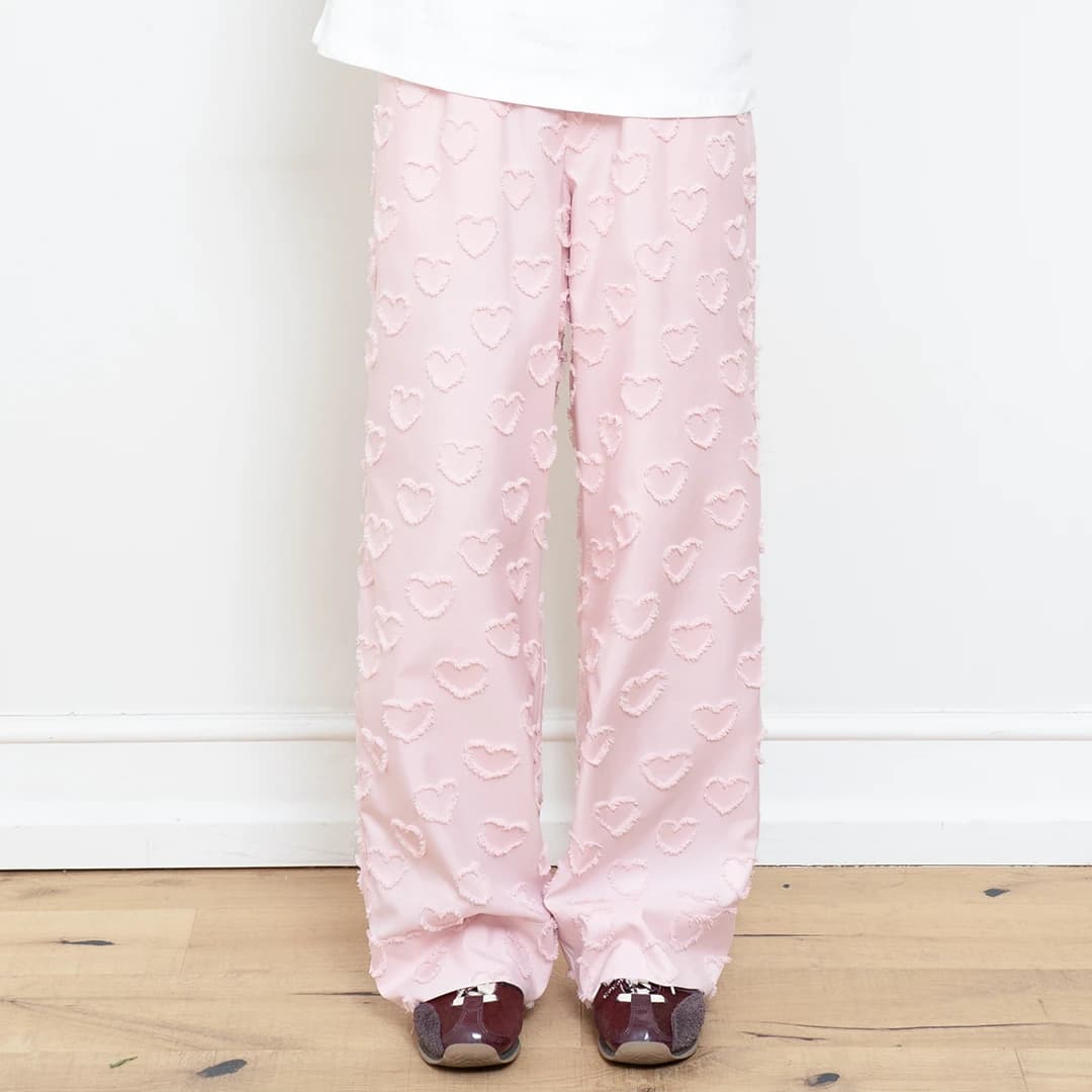 HEART BANDING WIDE PANTS PINK