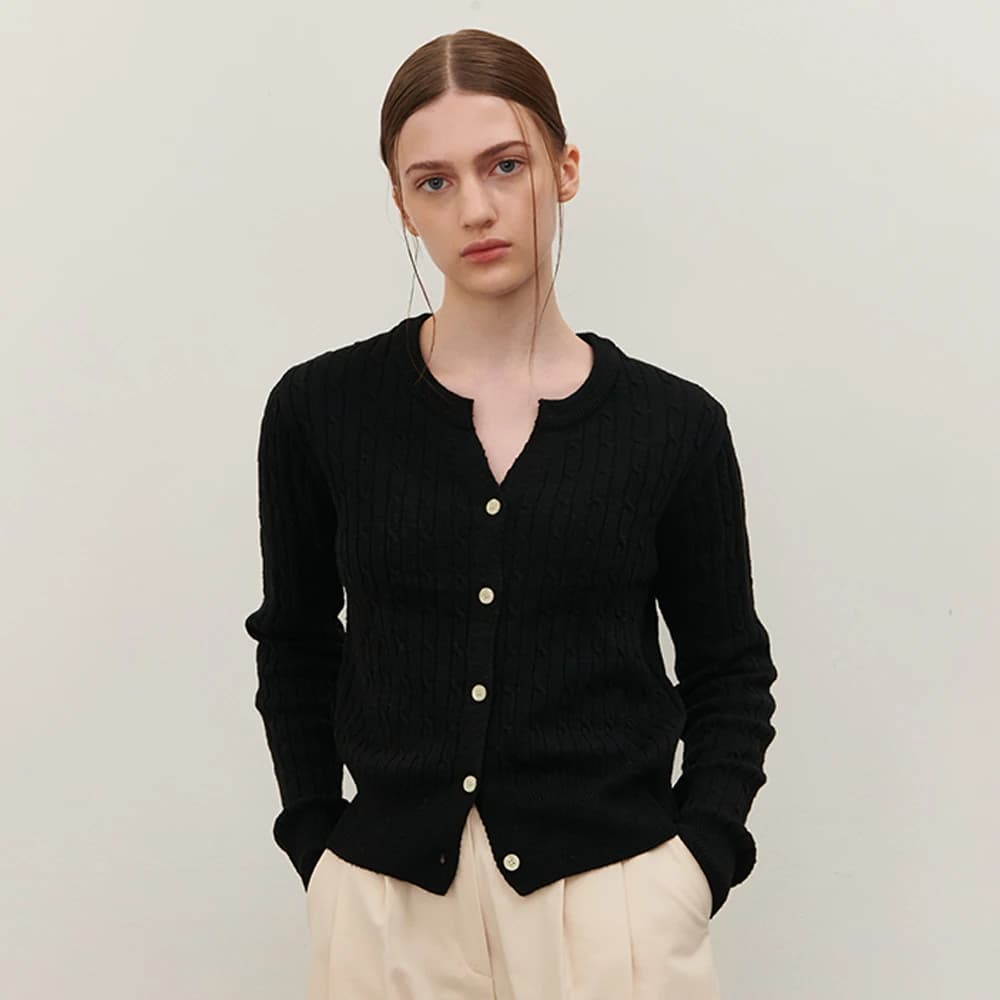 CABLE SLIT KNIT BLACK