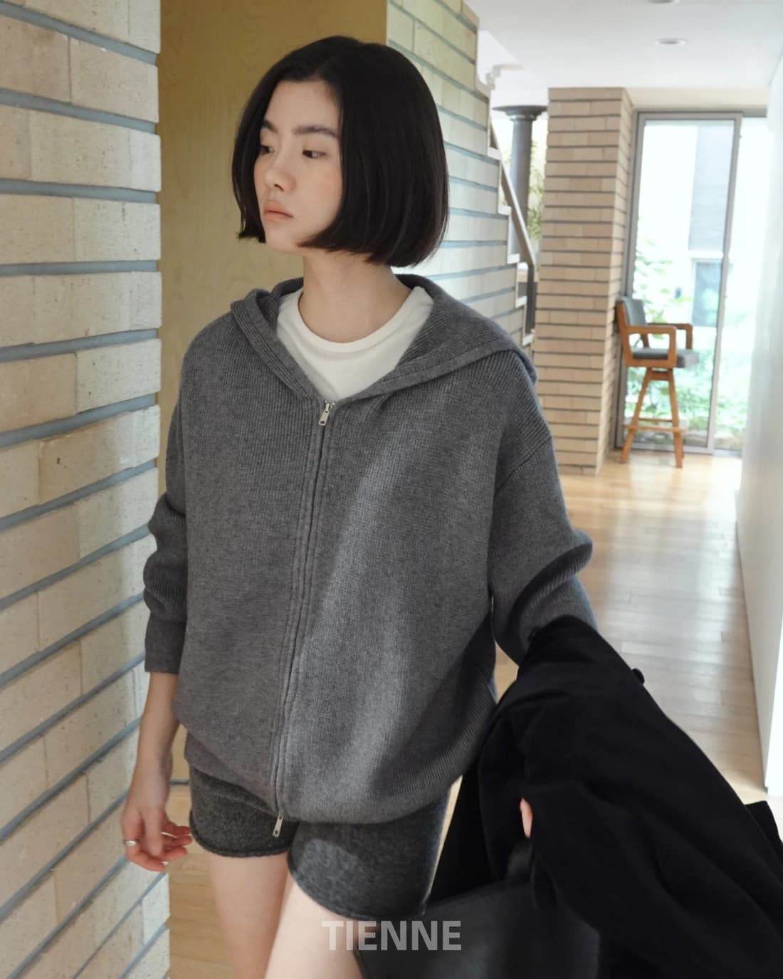 Lento Knit Zip Hoodie - Gray