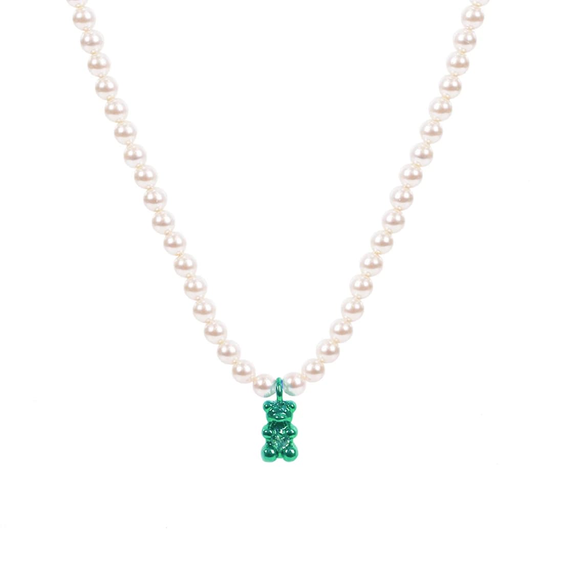 Petit Bear Pearl Necklace_Green