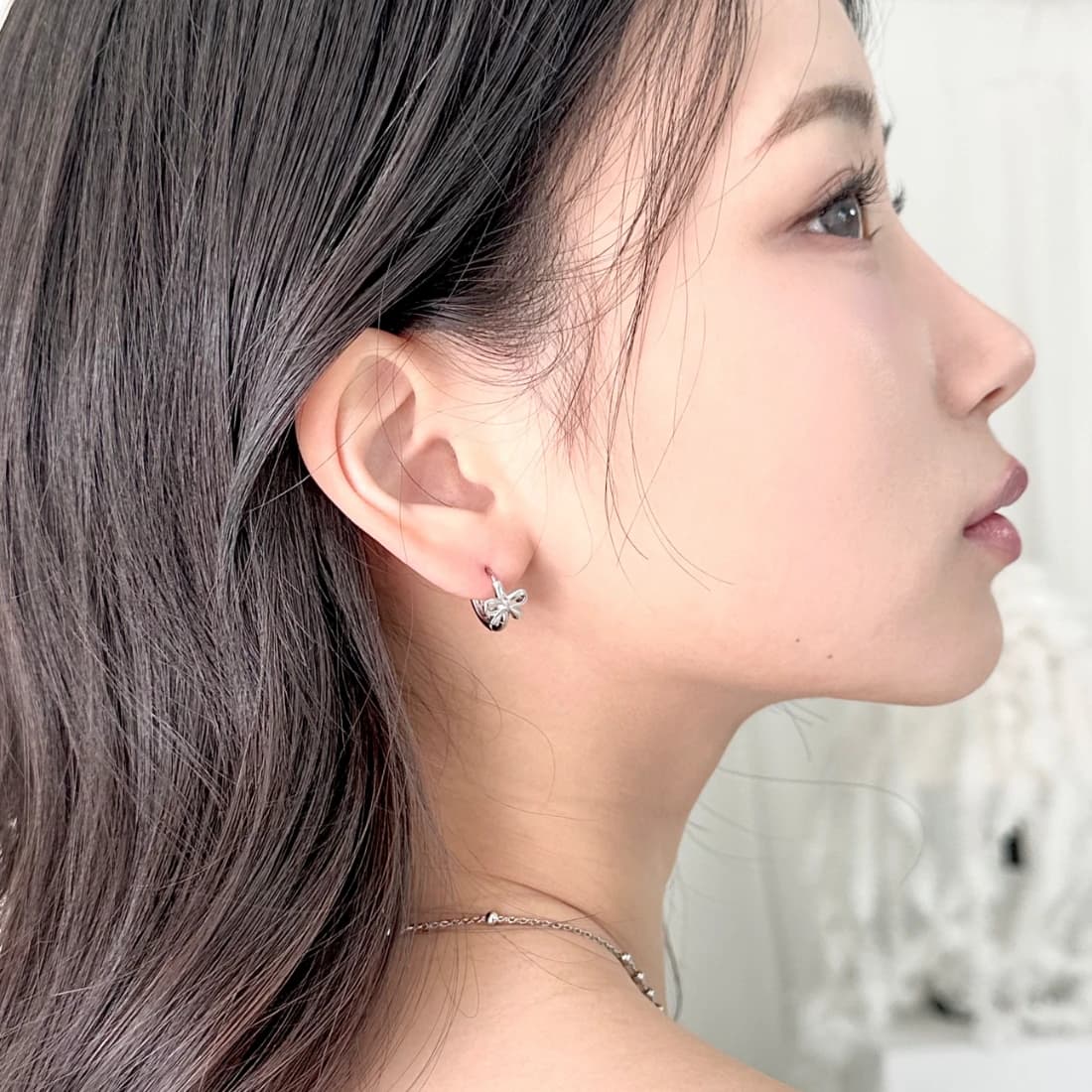 Soft ribbon ring earring