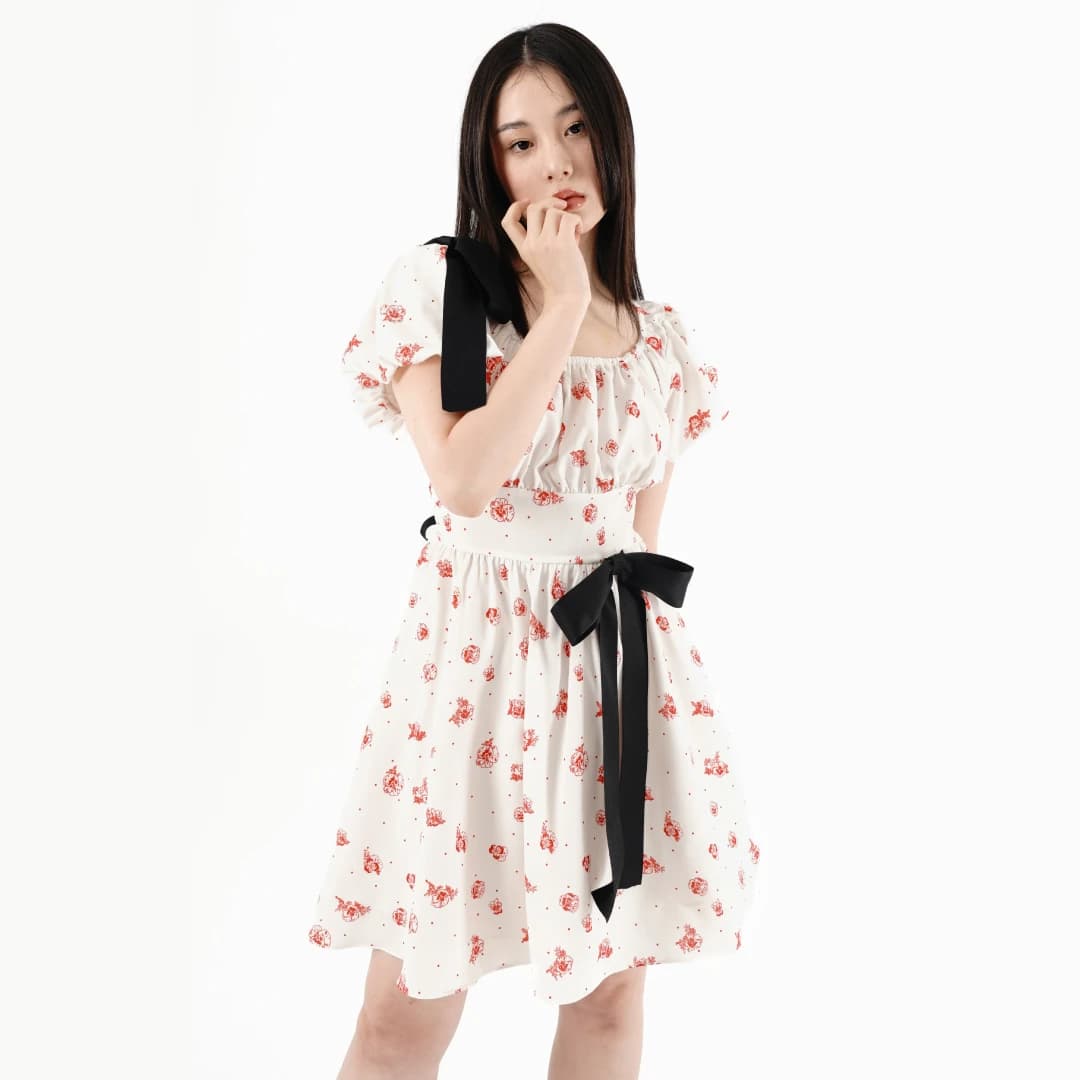 Ribbon broach dress (Floral)