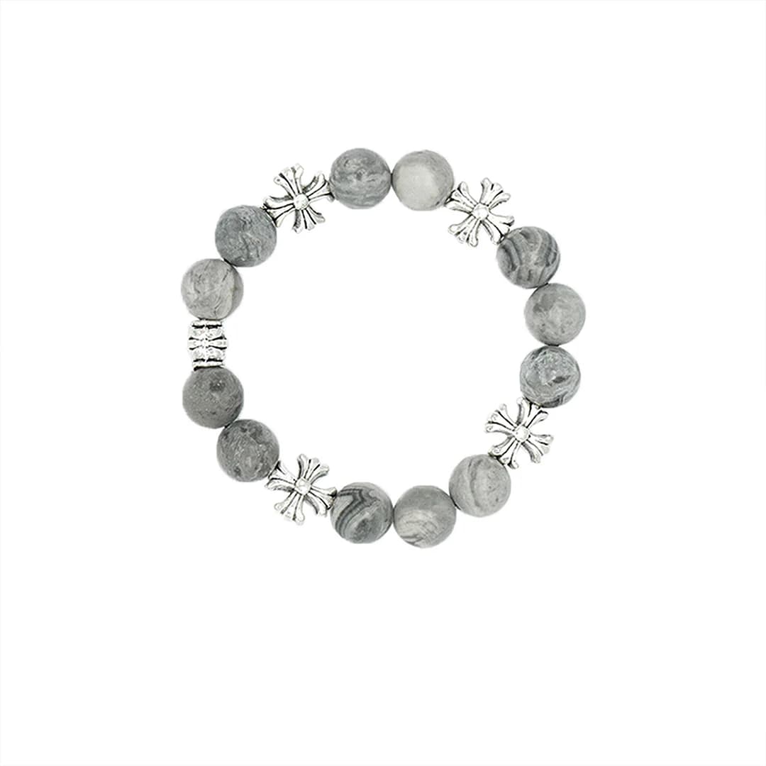 [Unisex] Chrome X-Gray Gemstone Bracelet