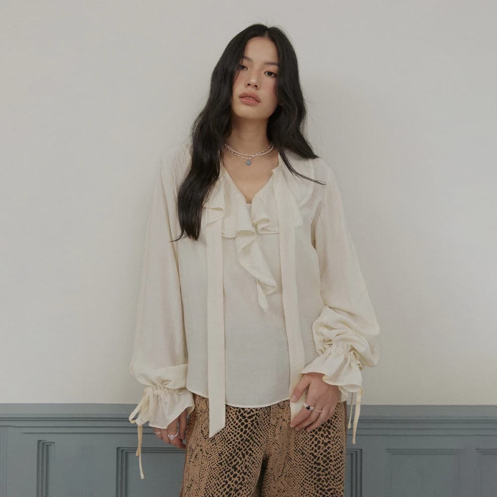 タイシャーリングブラウス - Ivory