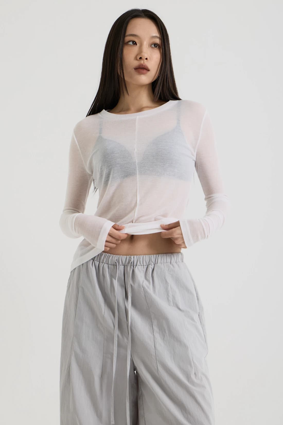 フレンチウール テンセル ロングスリーブ - White