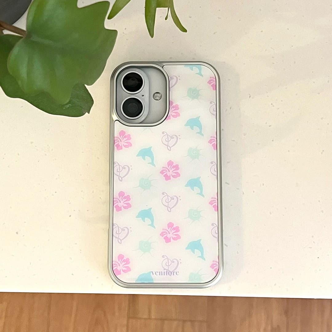 [Glossy Glass Silver Bumper Case] Sea Breeze Pattern - Color