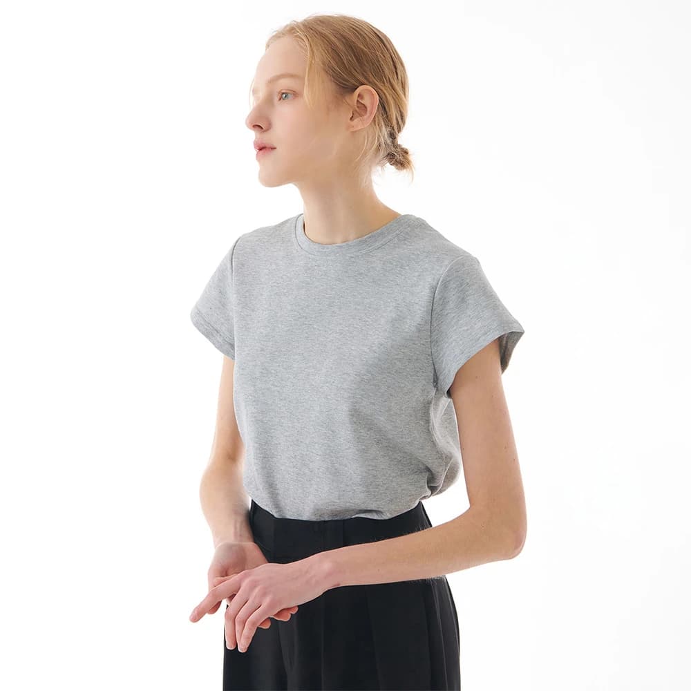 SEMI CROP T-SHIRT GRAY