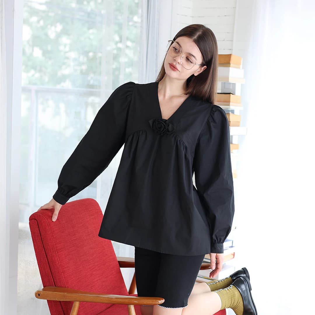 Brooch Blouse_black