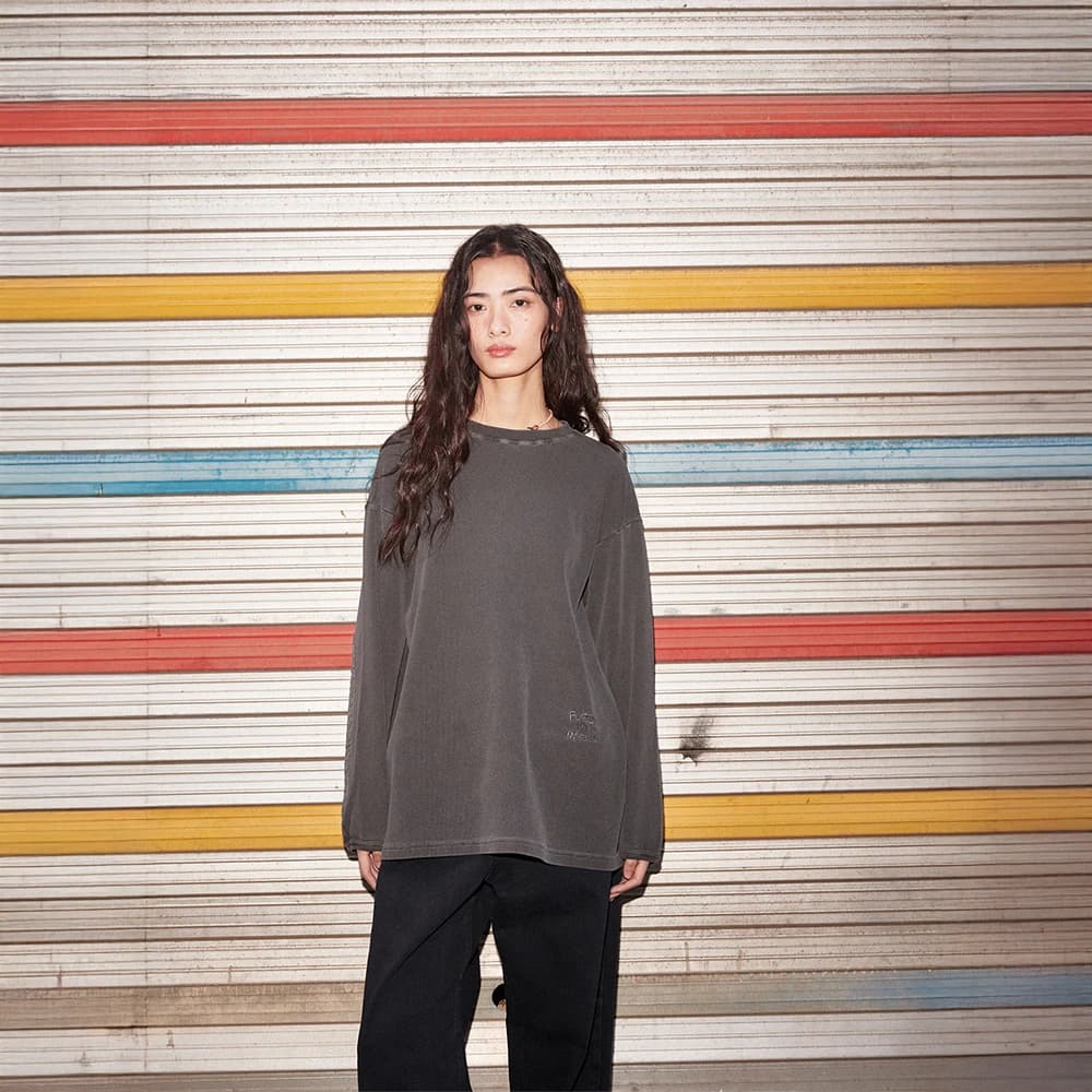 Tyde Waffle Pigment Longsleeve T-Shirt Charcoal