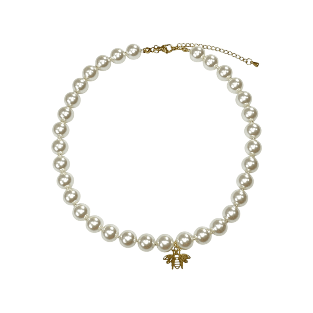 Bee Charm Pearl Bead Necklace