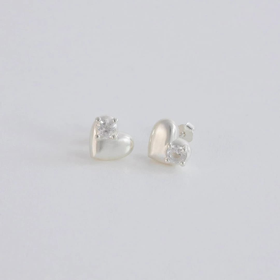 Half Heart Stone Earrings