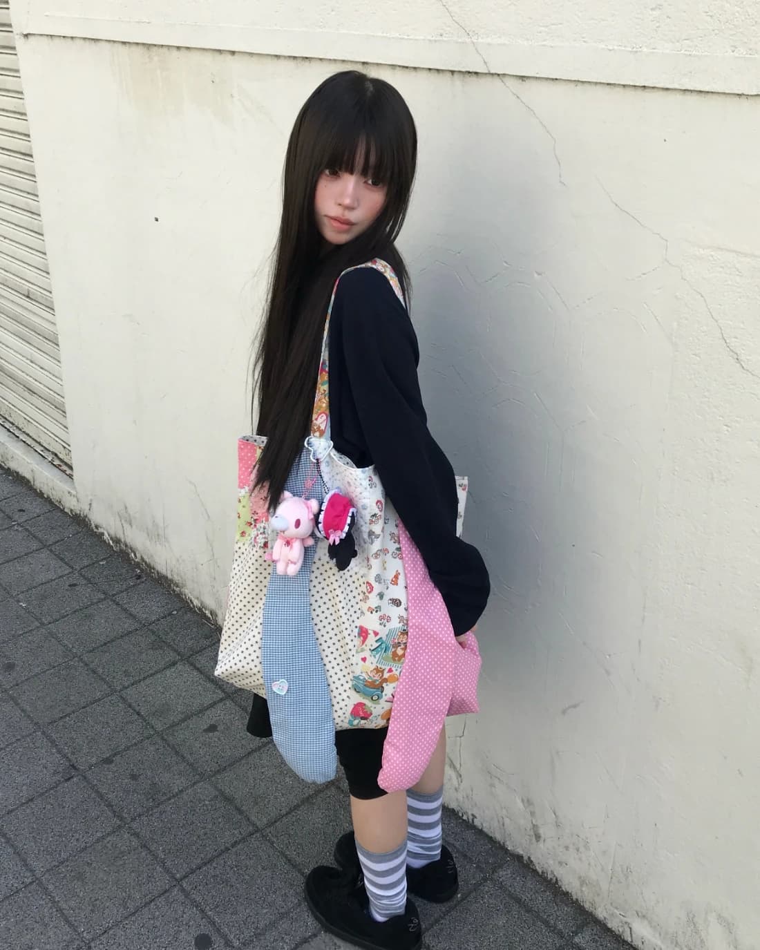 eggu crazy happy reversible tote bag