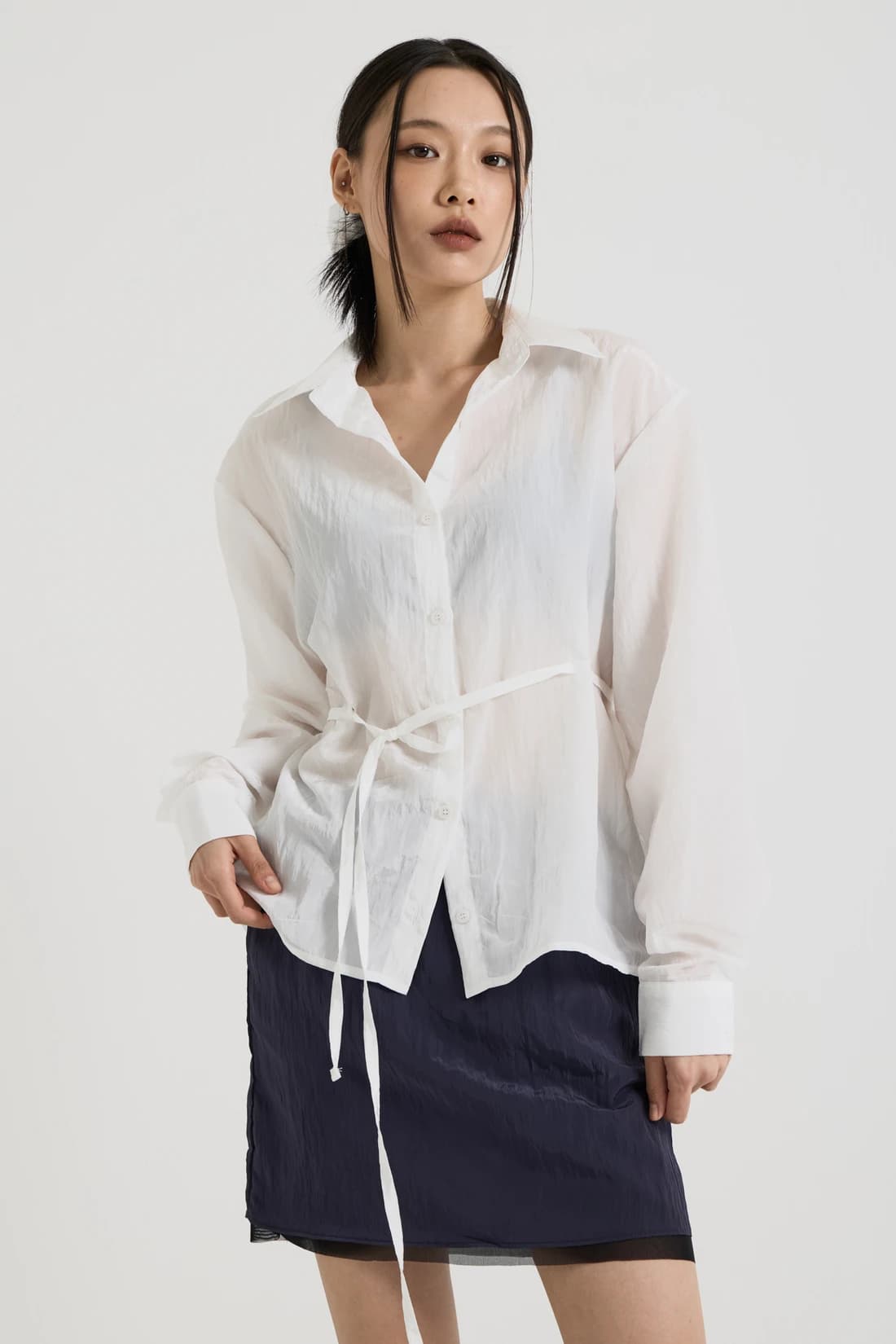 シアー ストリング シャツ - White