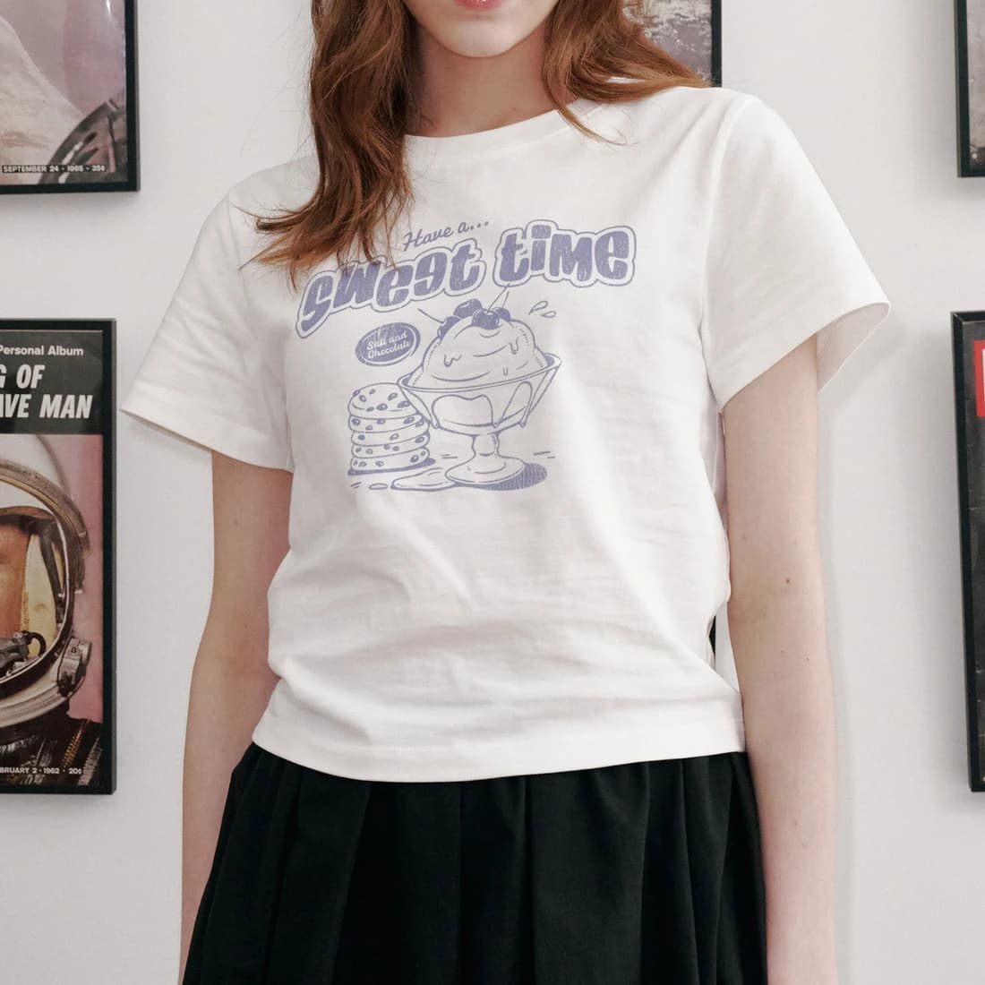 [HAST] スウィートカップアイスクリーム クロップTシャツ - Ivory