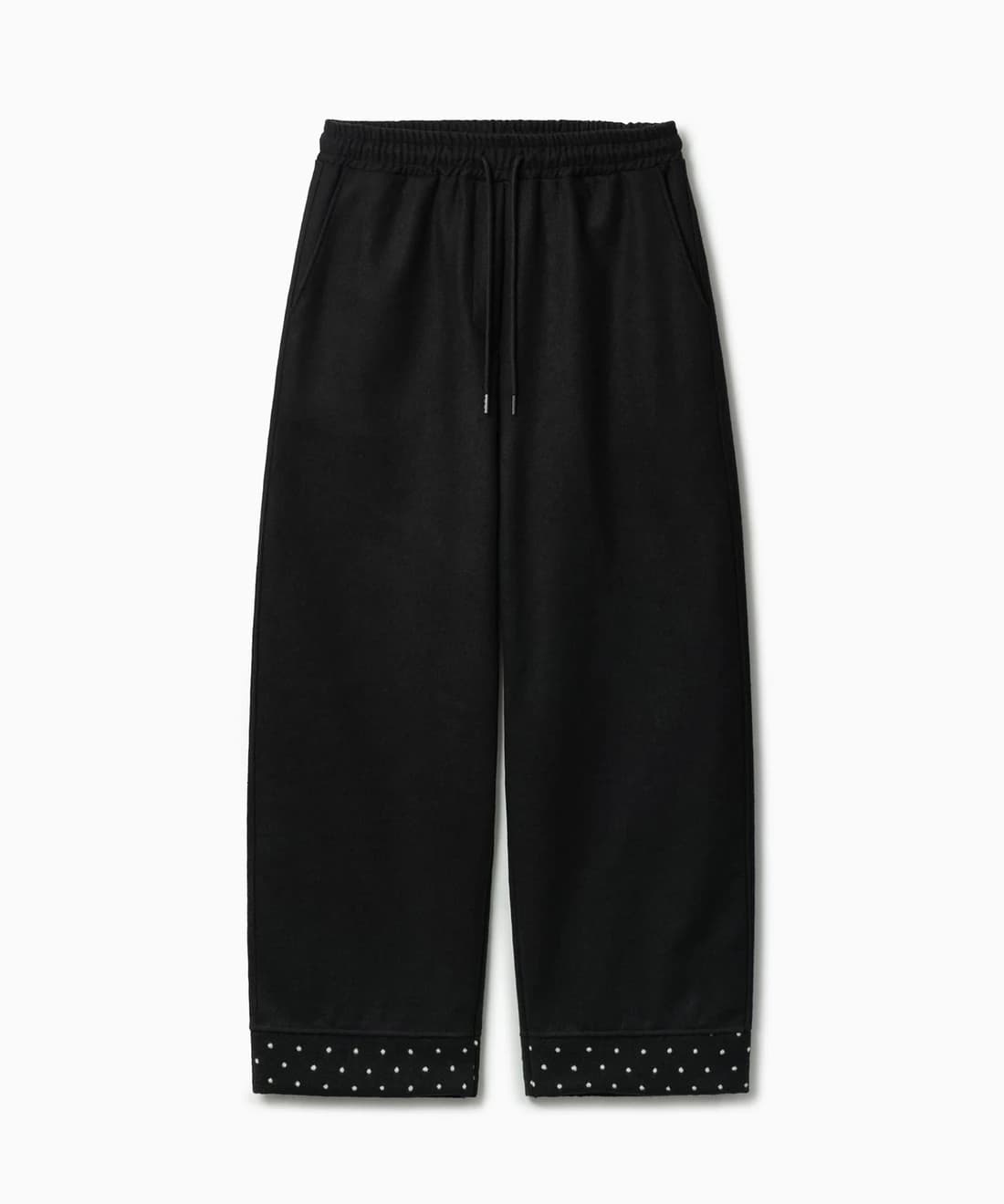 DOT POINT WIDE WOOL BANDING PANTS BLACK