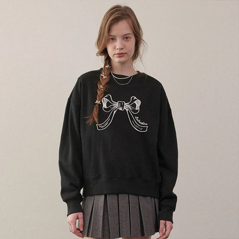 Ribbon Sweatshirt - Black