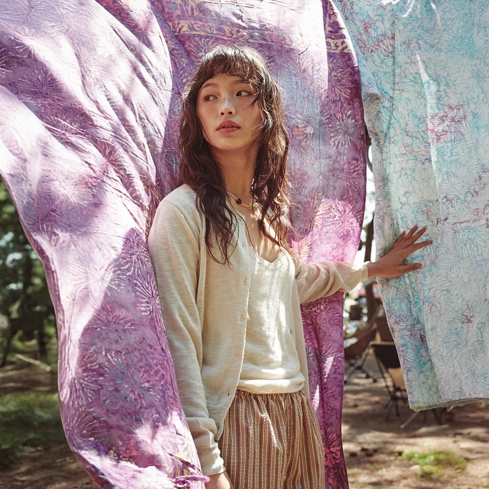 Pale Linen Cardigan/Sleeveless Set Ecru
