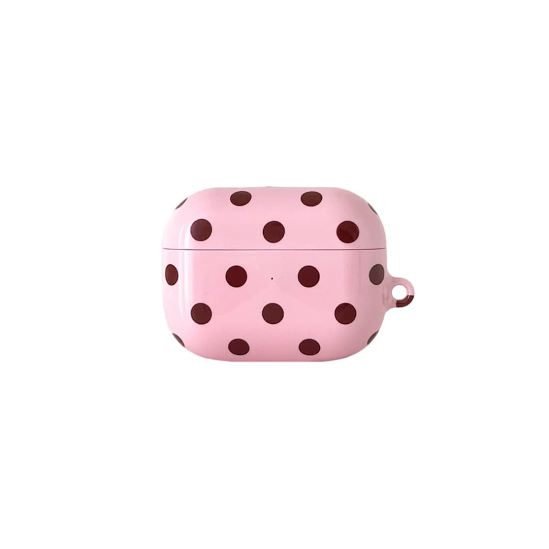 Dot Pattern AirPods Case - Pink Brown