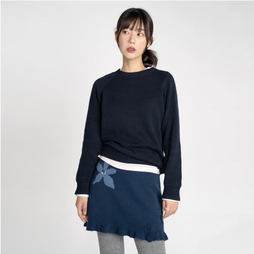 Wool cashmere blended Nancho skirt(Navy)