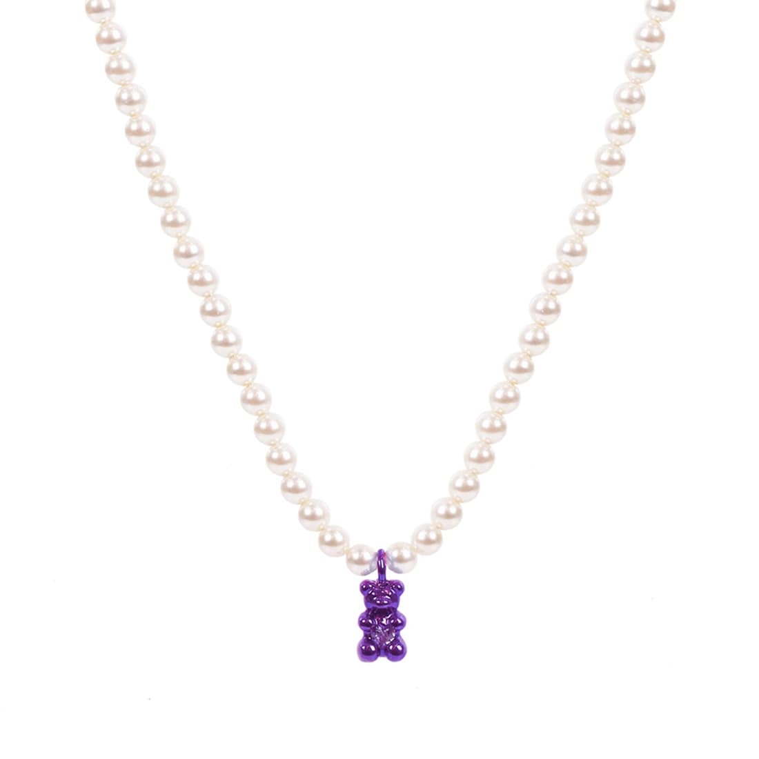 Petit Bear Pearl Necklace_Purple