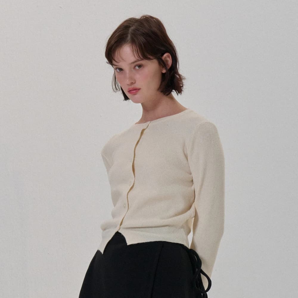 ROUND BASIC CARDIGAN IVORY
