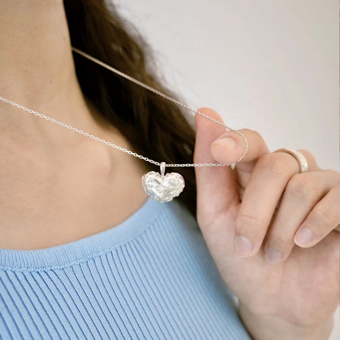 Vintage Crochet Heart Necklace