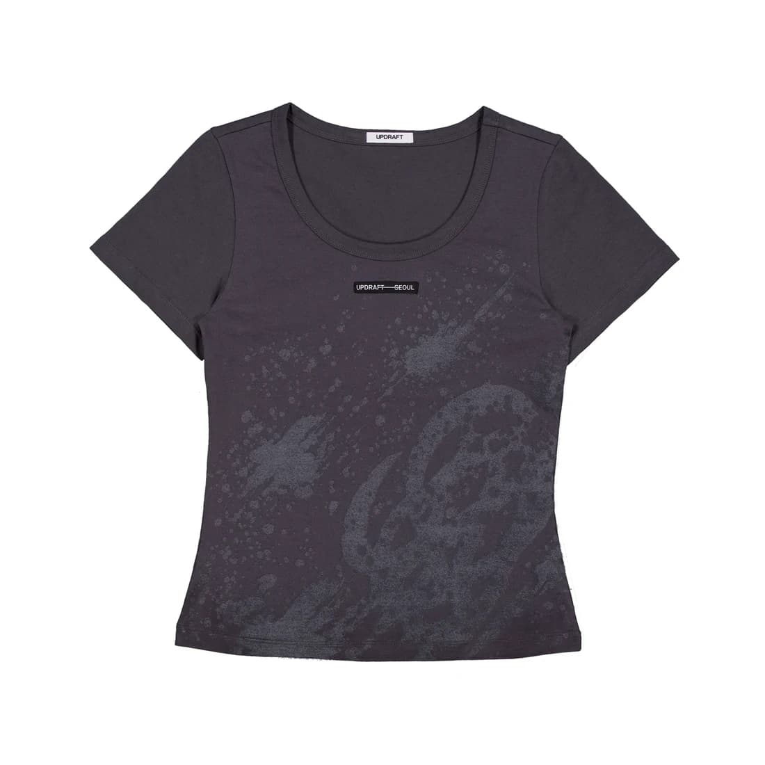 [UPDRAFT] PRINT COTTON CROP T-SHIRT GRAY