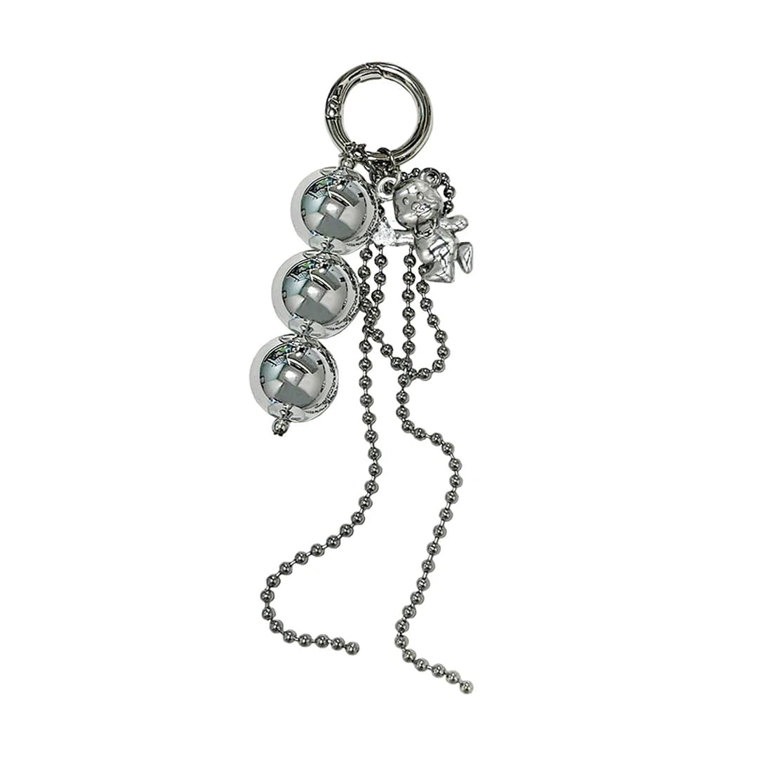 Cubic metallic Bear keyring [silver]