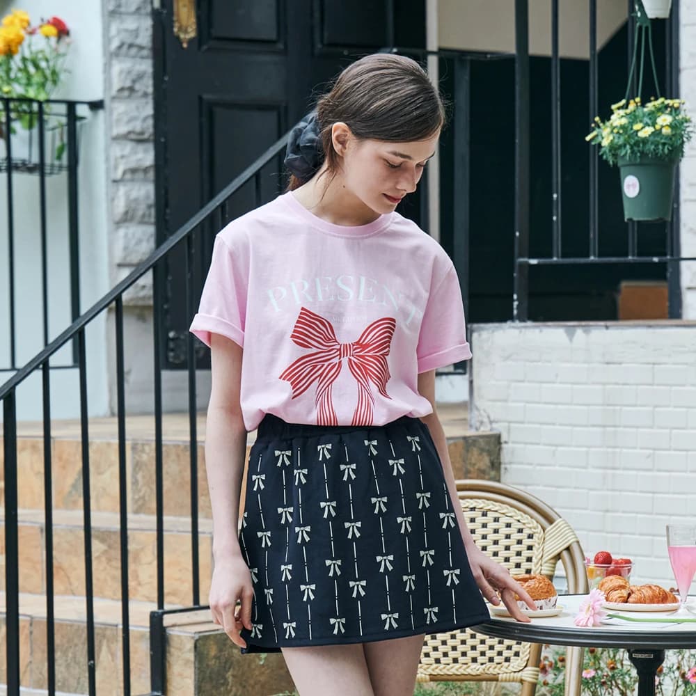 MET present printing T-shirt Pink