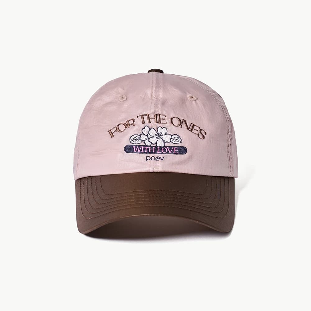 Flower Shirring Ball Cap - Pink/Brown