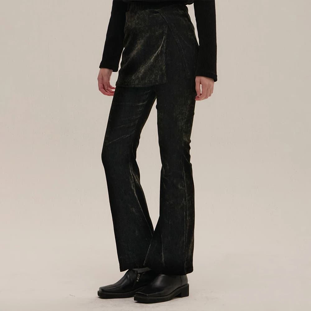 VELVET BOOTS CUT TRAINING PANTS BLACK