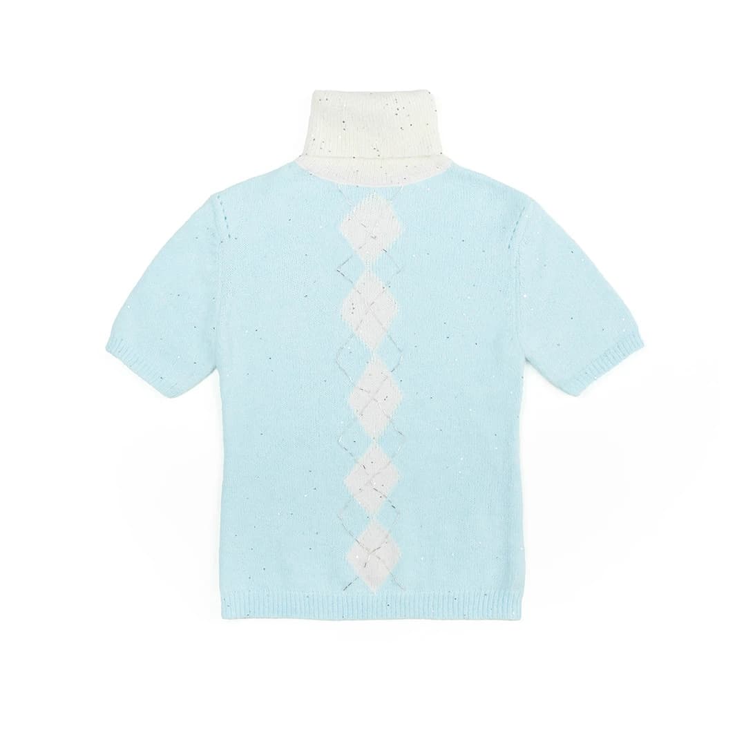 Agyle Short Sleeve Turtleneck Knit (Sky Blue)