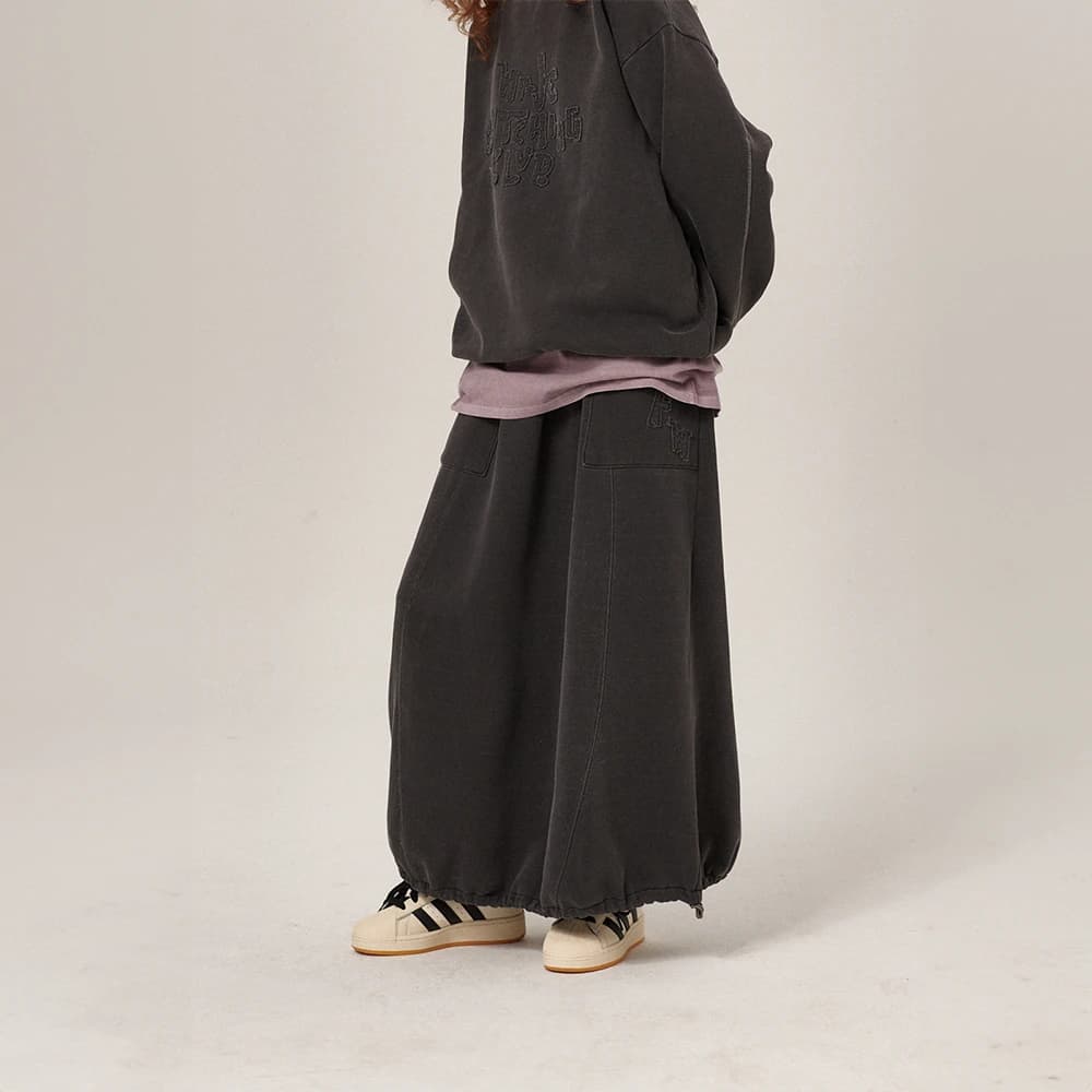 Hava Patchwork Pigment Sweatskirt Charcoal