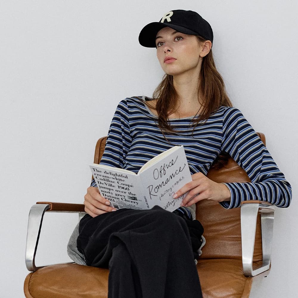 ストライプロングスリーブTシャツ - Navy