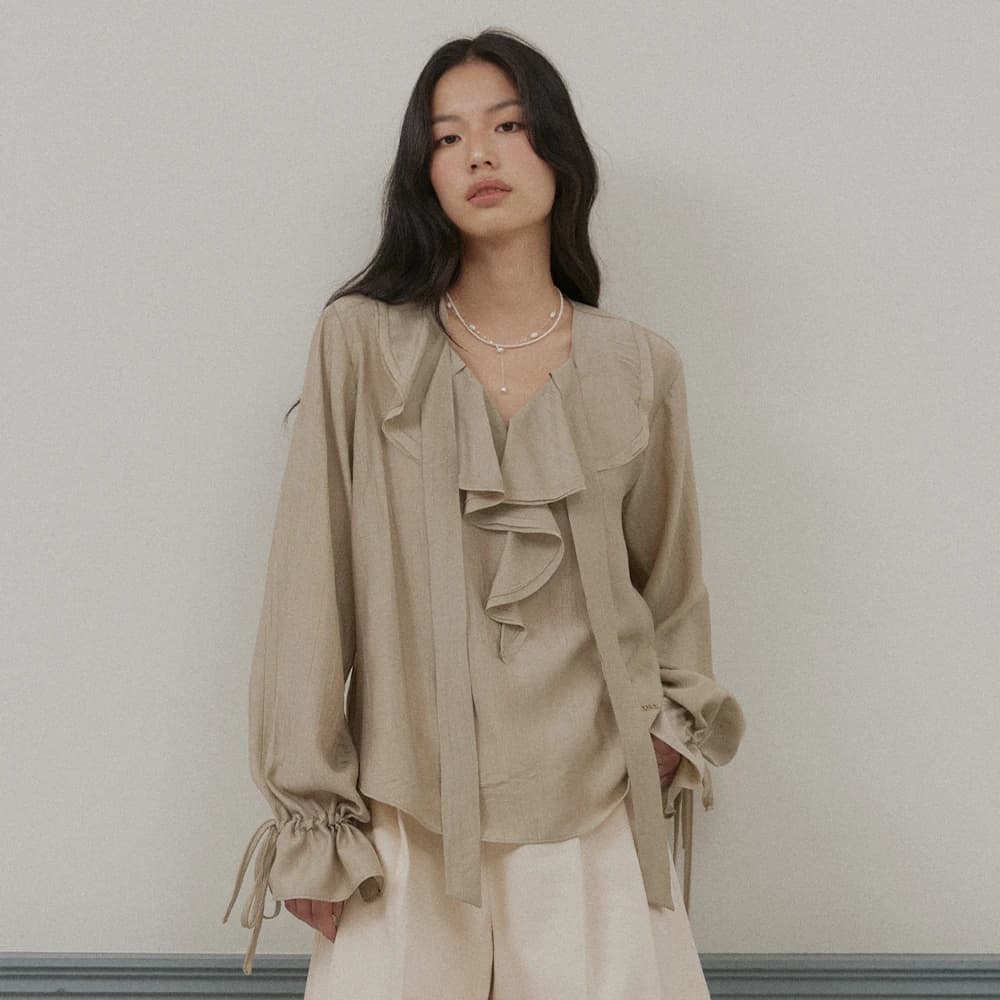 タイシャーリングブラウス - Mocha beige