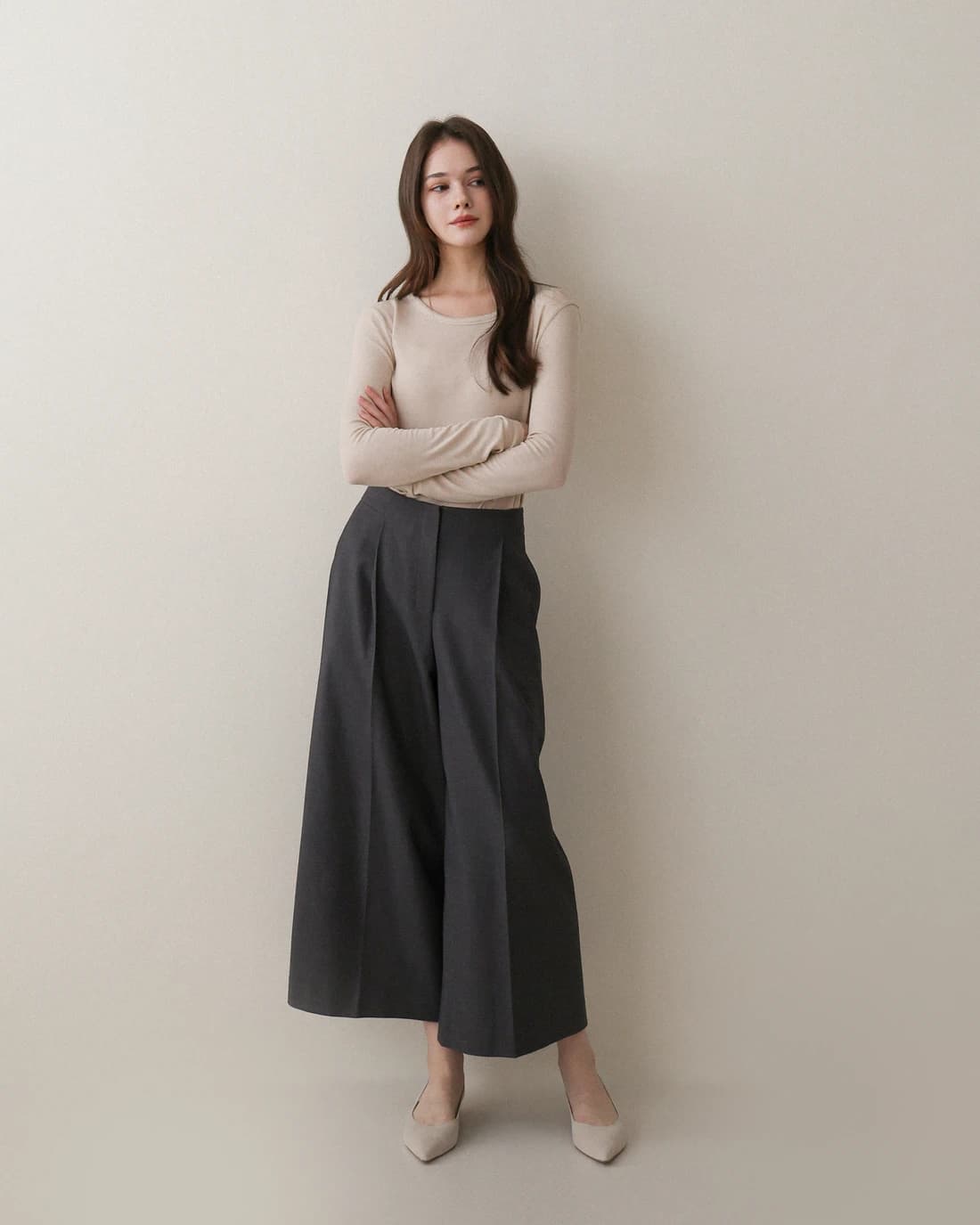 サンダー ワイドクロップドパンツ - Charcoal