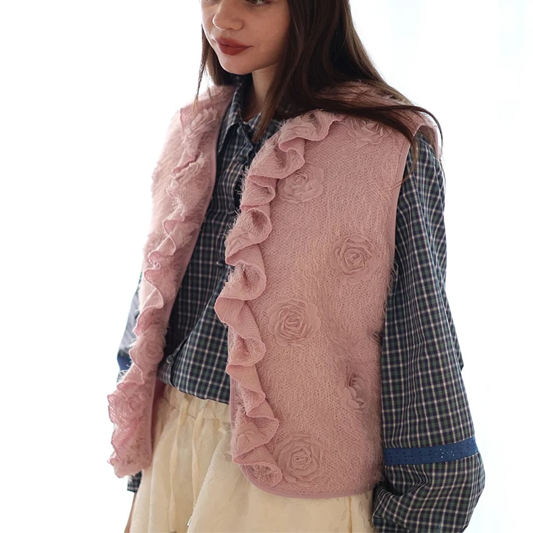 Rosie Frill Vest_pink