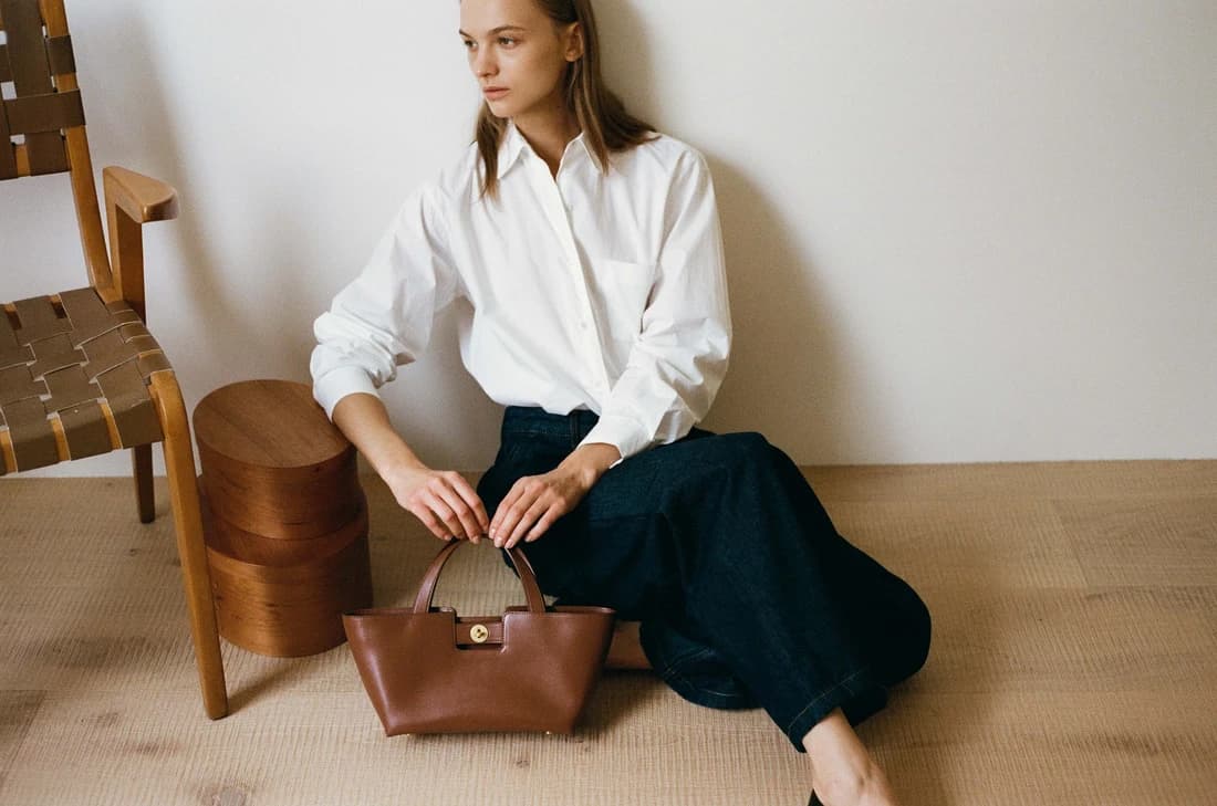 Time tote bag Small Tan brown