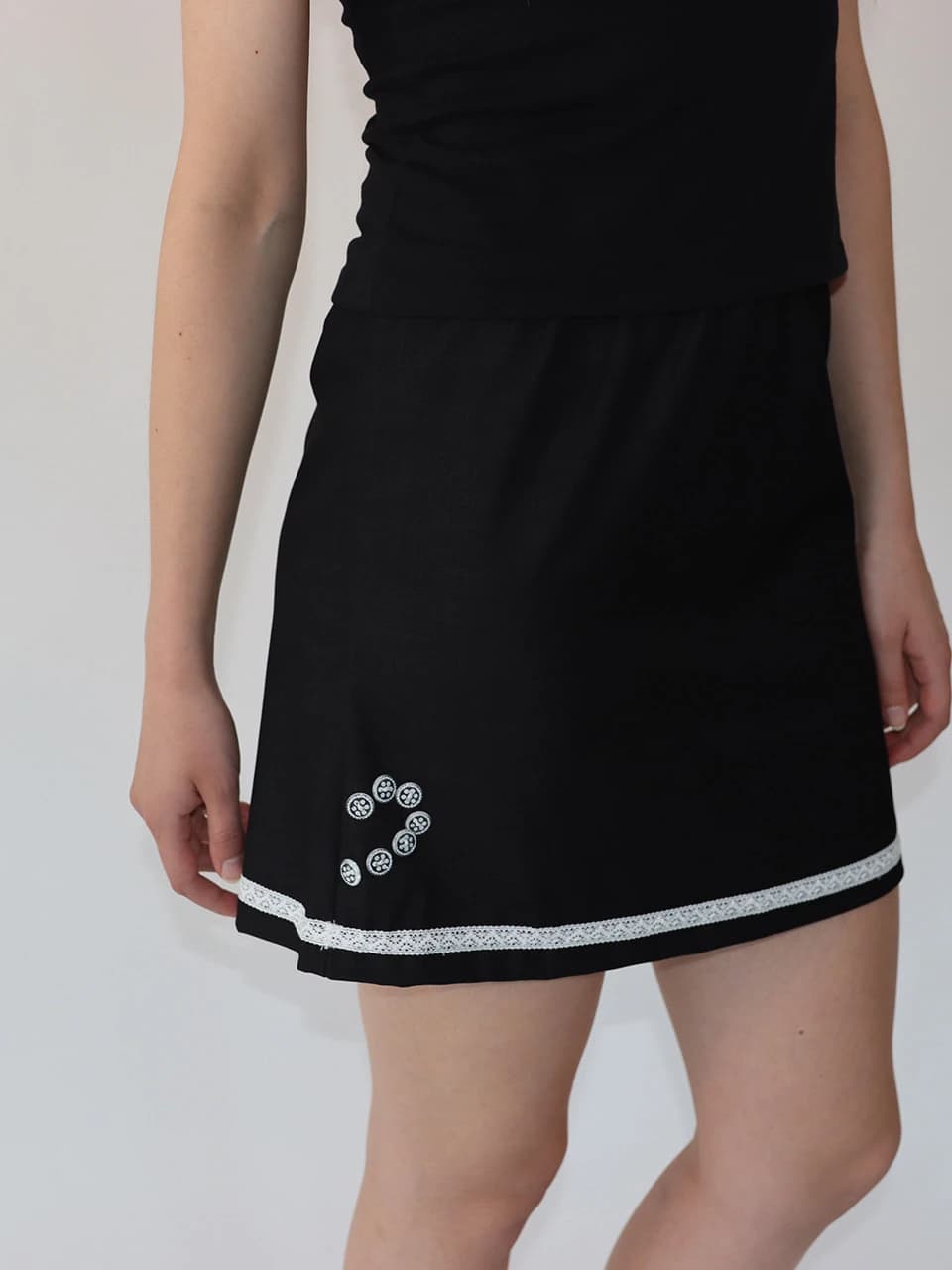 Half Heart Denim Skirt (black)