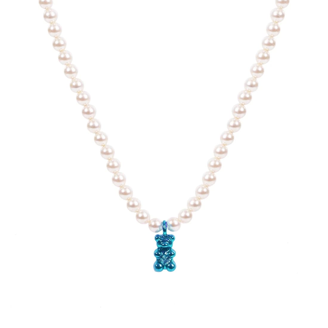 Petit Bear Pearl Necklace_Blue